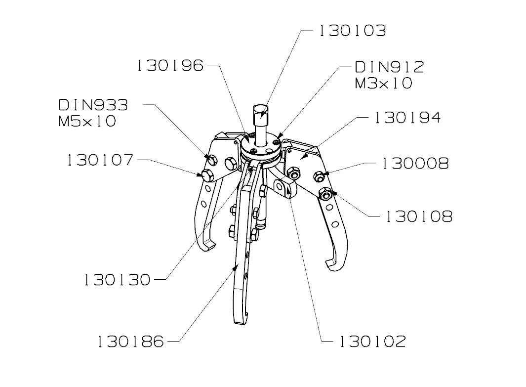EXTRACTOR FORZA SERIE 1300ALT AUTOCENTRANTE DE 3 PATAS